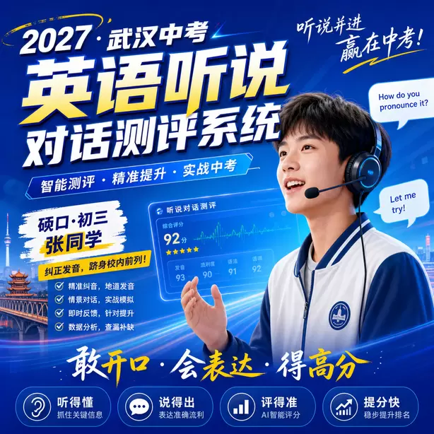 武汉中考听说机考听中速记方法硚口&middot;初三张同学（纠正发音，跻身校内前列）